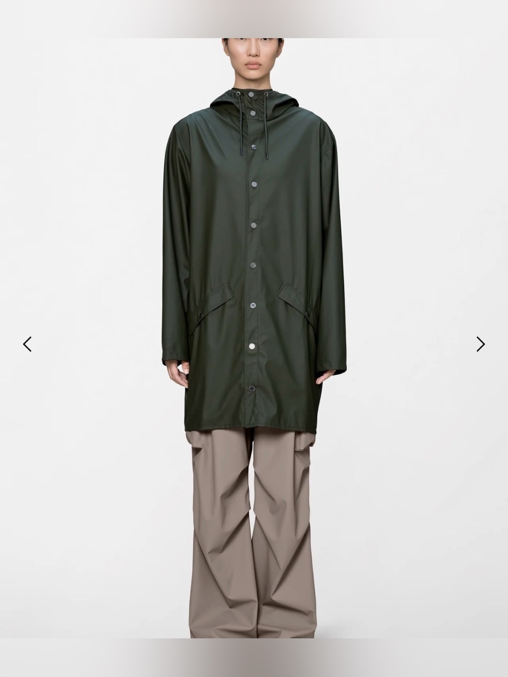RAINS Long Jacket – Green – Medium – NWT – Waterproof Raincoat 🌧️